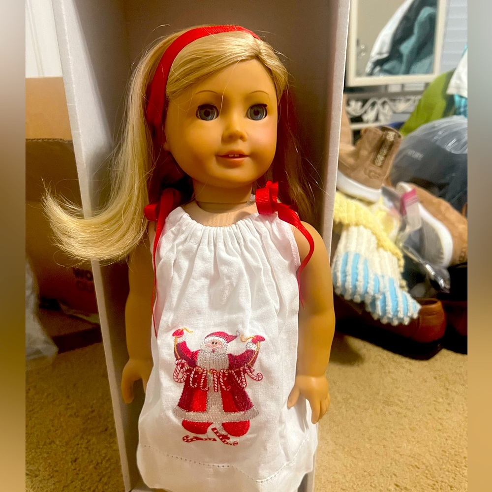Santa pillowcase outfit, made for American Girl doll